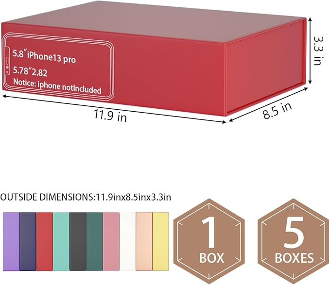 Red Gift Boxes 11.9" x 8.5" x 3.3" with Magnetic Closure Lid Gift Box for Presents,Bridesmaid Gifts Boxe,Cute Boxes,Birthday Gift Box,Luxury for Gift Packaging, Magnetic Gift Boxe for Wrapping Gifts