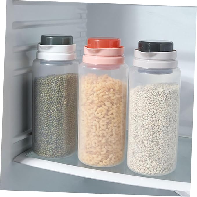 2Pcs Airtight Food Storage Containers with Threaded Seal Transparent Pantry Organizers for Sugar Rice Cereal Snacks Kitchen Canisters for Freshness and Space Saving