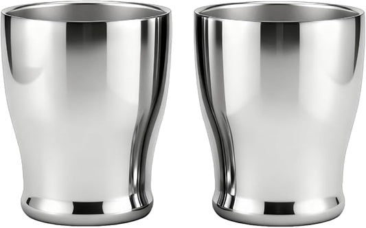 2-Pack Double Wall Stainless Steel Insulated Cups, 8.8oz (260ml), Hot & Cold Drinkware for Travel, Office, Home – Sweat-Proof, Durable, Mirror Polished Finish (Silver)