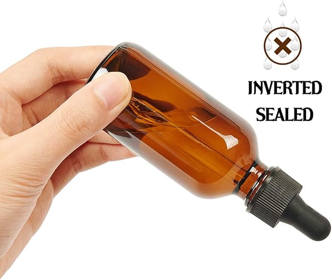 Eternal Moment 2 oz Eye Dropper Bottle(24 Pack), 60ml Amber Glass Bottles with Glass Eye Dropper for Essential Oils, Chemistry Lab Chemicals, Colognes & Perfumes
