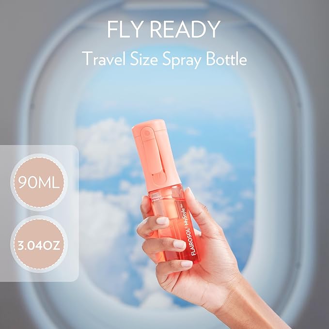 FLAIROSOL MyStyle, Spray Bottle for Hair - Small Travel Spray Bottle, Ultra Fine Continuous Water Mist for Face, Hairstyling, Salon, Cleaning, Beauty, Toners, Hydration & Makeup, 3.04oz / 90ml, Peach