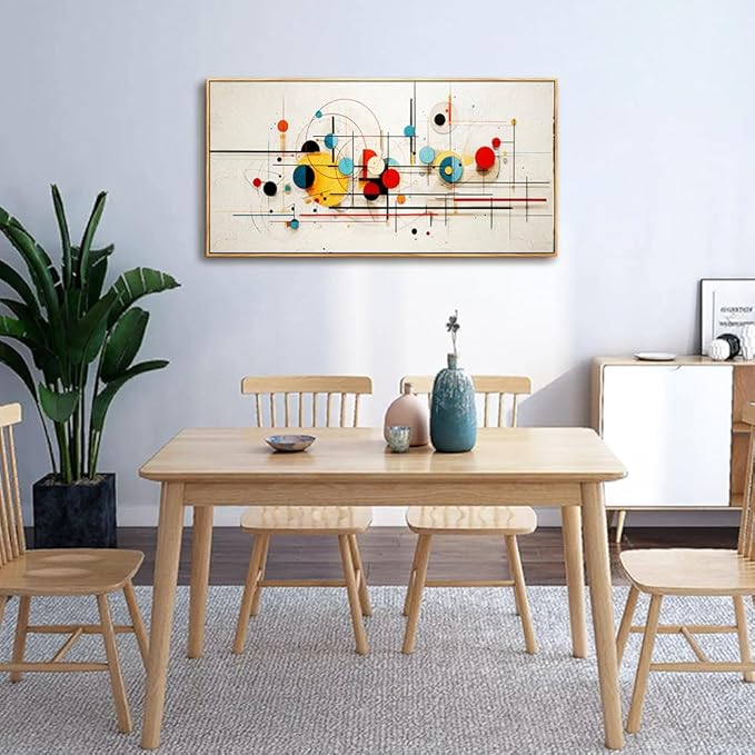 hyidecorart Wood Framed Canvas Wall Art For Living Room Large Decorations For Bedroom Room Office Wall Decor Color Line Color Block Abstract Wall Painting Prints Pictures Artwork Home Decor