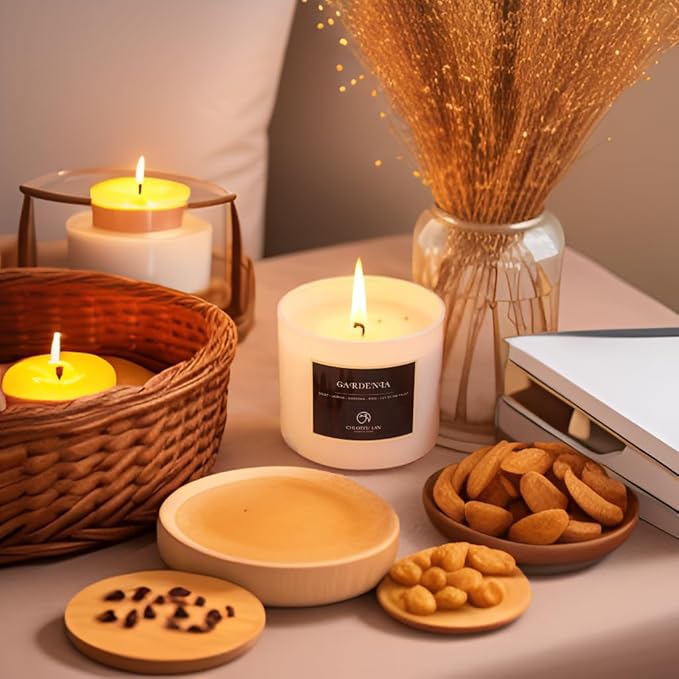 Chloefu LAN Gardenia Scented Candles - Highly Scented, 7.1oz|45 Hour Long Burning, Gifts for Women, 100% Natural Soy, Home Decor, White Glass Jar With Gift Box 2 Pack