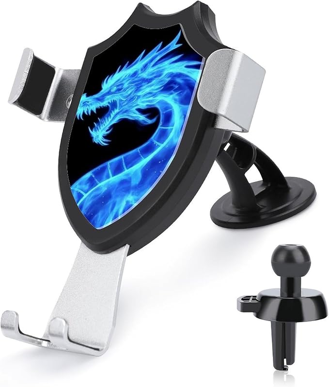 Fashion Phone Holders Phone Mount for Car Dashboard Air Vent Windshield Blue Fire Flames Dragon