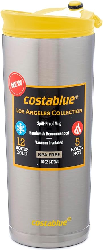 Travel Coffee Mug - 16 Oz. Stainless Steel Insulated Coffee Mug, Leak Proof Tumbler w/Dishwasher Safe Lid, Double Wall Travel Coffee Cup, Reusable Insulated Tumbler for Hot & Cold Beverages…