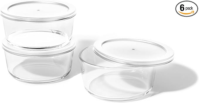 DURA LIVING 6-Piece Glass Food Storage Containers Set (3 Containers + 3 BPA-Free Lids) | 4-Cup, Leakproof | Microwave, Freezer, Oven & Dishwasher Safe | Ideal for Meal Prep & Pantry Organization