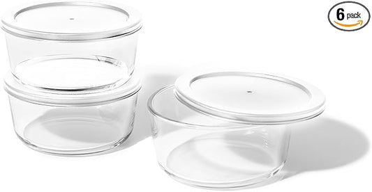 DURA LIVING 6-Piece Glass Food Storage Containers Set (3 Containers + 3 BPA-Free Lids) | 4-Cup, Leakproof | Microwave, Freezer, Oven & Dishwasher Safe | Ideal for Meal Prep & Pantry Organization