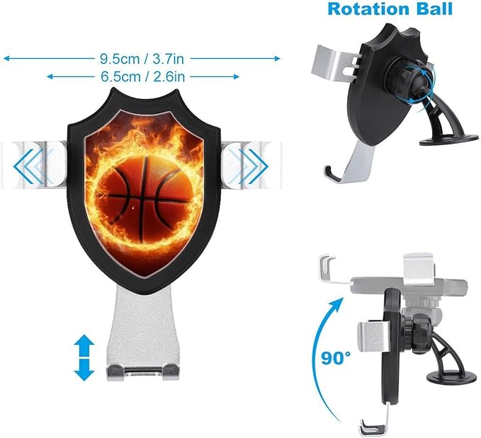 Universal Hands Free Automobile Cell Phone Holder, Phone Mount for Car Dashboard Air Vent Windshield Cool Fire Flame Basketball