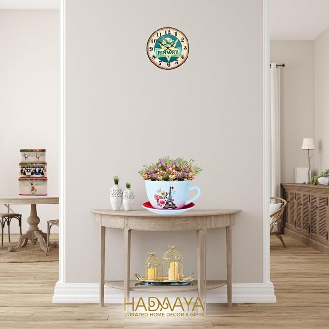 7.5" Ceramic Teacup Planter Pot with Saucer | Ideal for Succulents, Orchids, Herbs & Flowers | Indoor & Outdoor Use for Wedding & Home Decor & More - RED - Paris Eiffel Tower