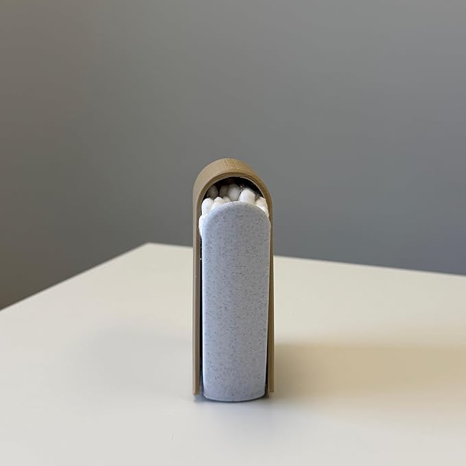 Push-Open Cotton Swab Holder & Dispenser – Modern Cotton Swab Organizer with Dustproof Lid | Bathroom & Vanity Storage Container | Easy One-Hand Access | Sleek Minimalist Design