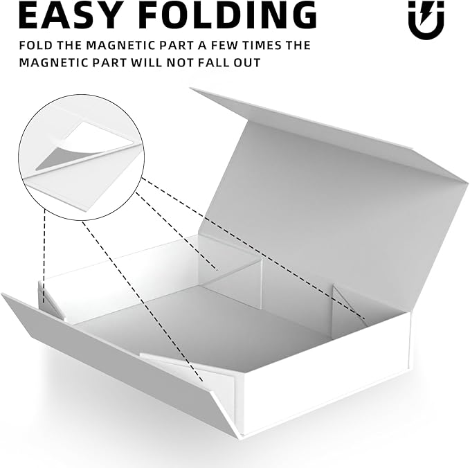 MOZRRO Gift Box 11.5 x 8.2 x 2.3 In Gift Boxes for Presents Magnetic Closure, Gift Boxes with Lids for Presents Birthday Luxury Jewelry T-shirts Gloves Scarves Books Clothes Gift Wrap - White