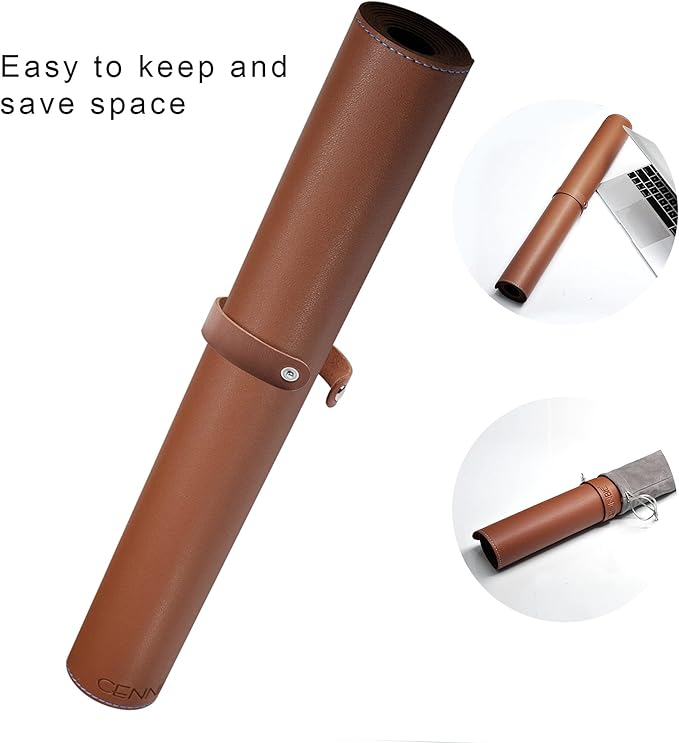 CENNBIE Leather Desk Pad – Large Mouse Pad - Desk Mat Home Office Desk Accessories Desktop Protector Non Slip Writing Desk Blotter (59 x 23.6 inch – Light Brown)