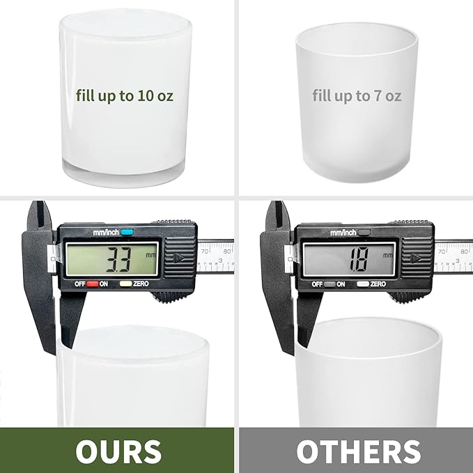 12 Pack 10oz Glass Candle Jars with Lids and Sticky Labels, Empty Candle Jars for Making Candles Bulk Containers(Inner White)