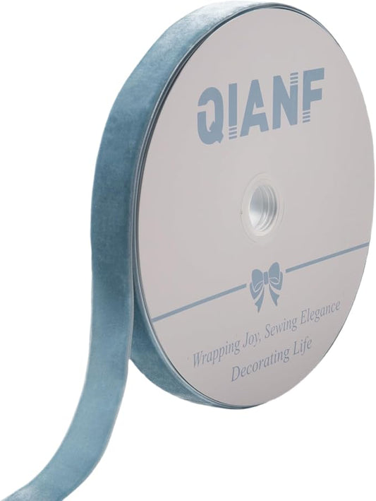 Vintage Dusty Blue Velvet Ribbon Christmas Ribbon for Gift Wrapping Crafts Christmas Tree Ornaments Garland Decorations, 1 Inch X 25Yd