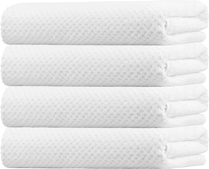 HOMEXCEL Bath Towel Set Pack of 4, 30 x 60 Inches Large Microfiber Bath Towels, Soft, Absorbent, and Quick Dry Towels for Bathroom, Pool, Beach, Swim, and Yoga, Large Bathroom Towels, White
