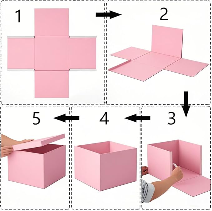 UoeRing 2Pcs Pink Extra Large gift box with lids 13×13×7 Inches gift boxes for presents,Birthday Box (include Ribbon, Paper Shred Filler Gift Card & Envelopes)