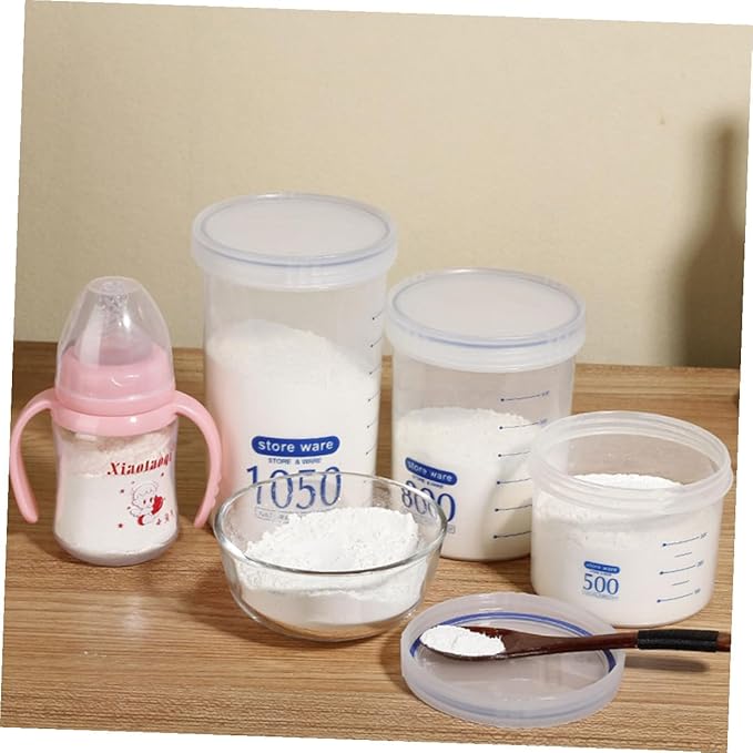 2pcs Airtight Round Food Storage Jars with Lids for Dry Food Snacks Protein Powder Cereal Canisters Kitchen Pantry Organization Containers