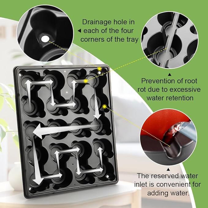 3.15 Inch Peat Pots 100 Pcs with 20 Cell Seedling Trays 5 Pcs, Biodegradable Seed Starter Pots with Drainage, Reusable Nursery Tray for Seed Starting Indoor Gardening Propagation Kit 5 Sets