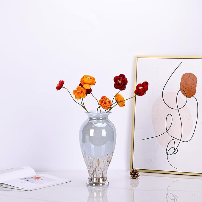 Blown Glass vase, Unique Glass vase, Colorful Bottle Decorative vase for Home Living Room Dining Table re Office Wedding entryway Desktop Decorative Flower vase. (B-W)