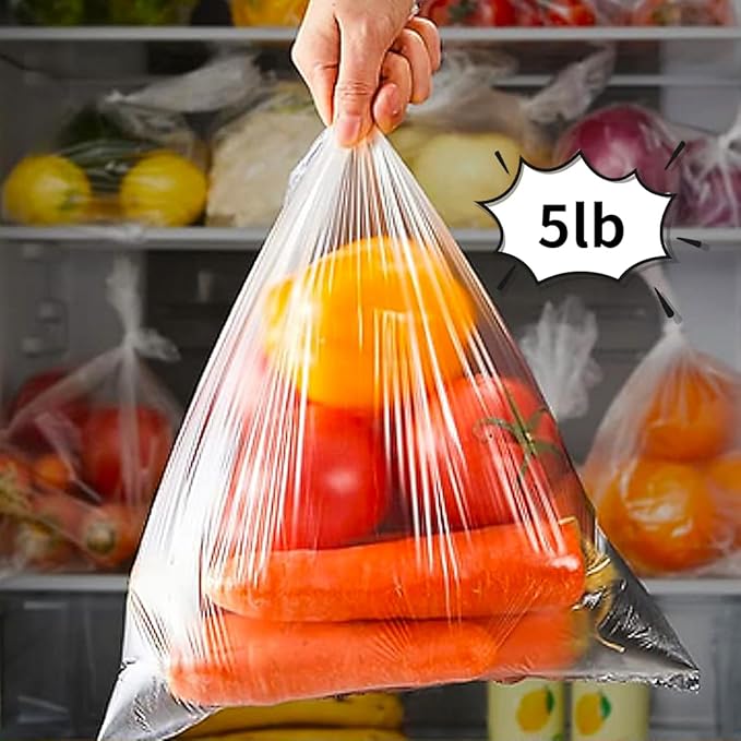 12" x 16" Plastic Produce Bags Roll, Fresh-Keeping Disposable Food Storage, Clear Plastic Bags for Food, Bread, Refrigerator Storage, Kitchen, Supermarket, 1400 (4 rolls x350)