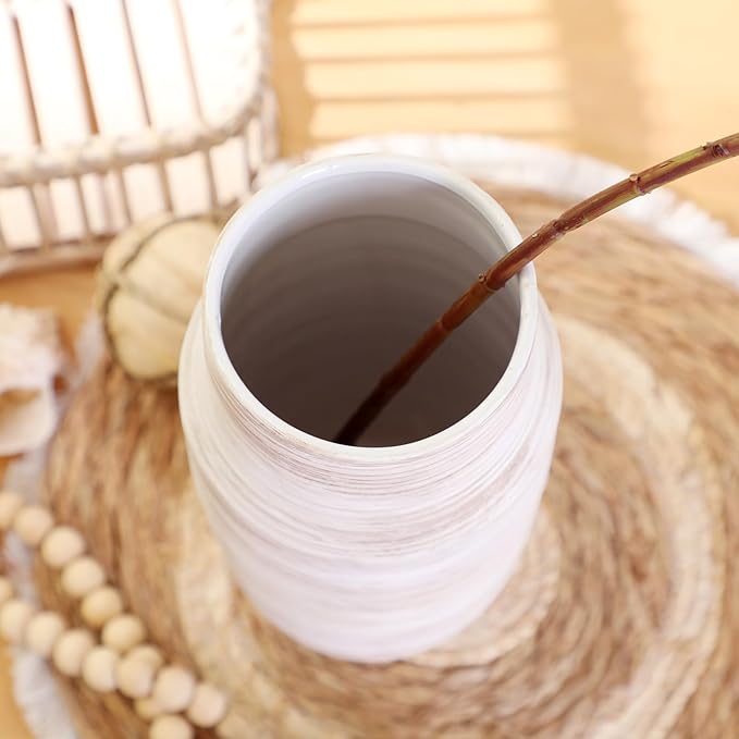 ALMA 17 inch Extra Tall White Ceramic Vases for Centerpieces Farmhouse Living Room Floor, Boho Pampas Grass Vase for Fireplace Mantel Decor, Modern Minimalist Rusic Floor Vase for Organic Home Decor