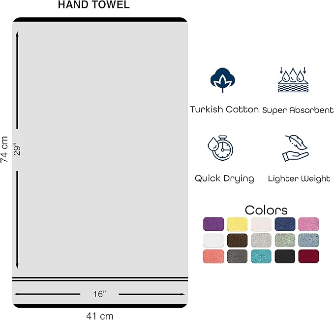 Hawmam Linen Royal Blue Hand Towels 4 Pack Turkish Cotton Premium Quality Soft and Absorbent Small Towels for Bathroom