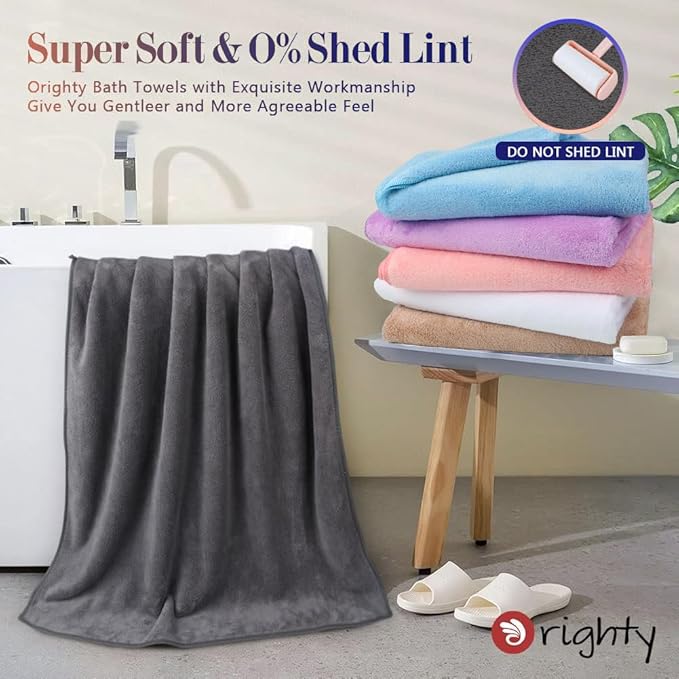 Orighty Bath Towels Pack of 6(24'' x 48'') - Soft Feel, Highly Absorbent, Quick Drying for Body, Sport, Yoga, SPA, Fitness - Multi-Color