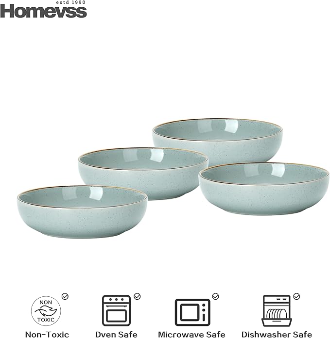 HomeVSS 20-Piece Dinnerware Set - Serves 4, Bright Glaze Grey plates and bowls sets with Speckle Effect for Microwave & Dishwasher Safe