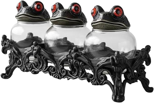 Glass Seasoning Jars with Lids,Gothic Apothecary Sugar Canister - Glass Candy Jar with Lid - for Kitchen Pantry Cabinet Counter Food Home House Camping