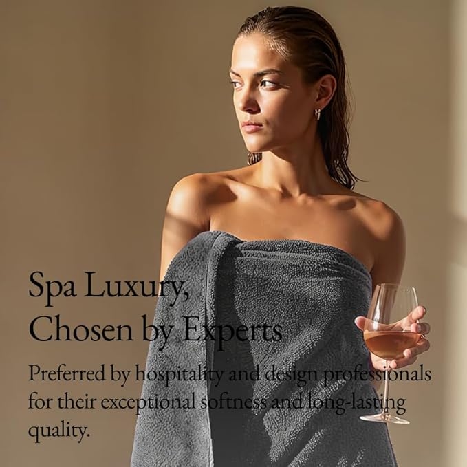 Italic Ultraplush 100% Australian Cotton Towels - Set of 2 Luxury Bath Towels, Quick Dry Plush and Absorbent, Heavy Duty Large Bath Towels, 800GSM Towels for Bathroom & Spa (Charcoal)
