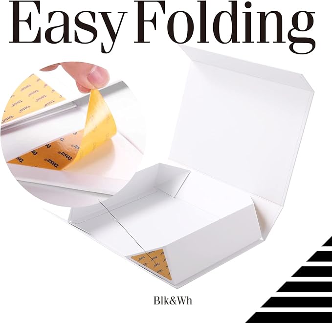 BLK&WH 6 White Gift Boxes 11.5x8x2.5 Inches With Magnetic Closure Lids, Sturdy Shirt Boxes, Rectangle Collapsible for Packaging (Matte White)