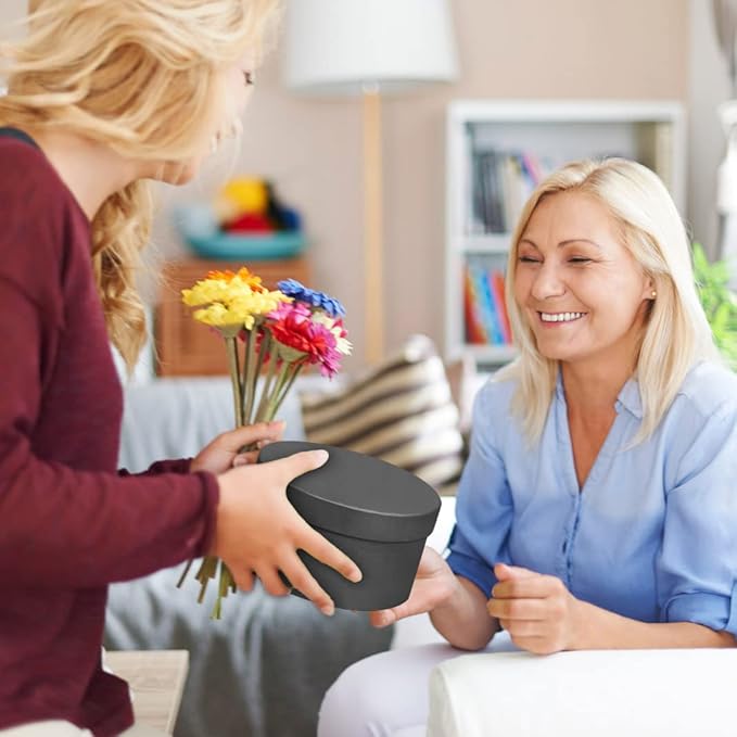 Bengnkes Round Gift Box Black Gift Boxes with Lids for Presents 4 Packs Luxury Nesting Gift Boxes Small with 17ft Ribbon for Bridesmaid Valentines Mother's day Graduation