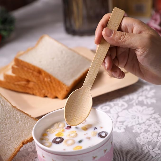 Bamboo Utensils- 2000 PK Bamboo Spoons for Eating Disposable 100% Compostable Eco Friendly Biodegradable Renewable Natural Travel Cutlery 6.7" Spoon Bulk for Party/Wedding/Camping/Travelling