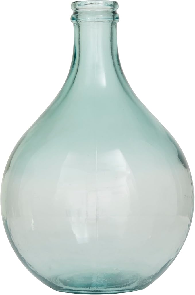 Deco 79 Recycled Glass Handmade Decorative Vase Spanish Bottle Centerpiece Vase, Flower Vase for Home Decoration 11" x 11" x 17", Teal