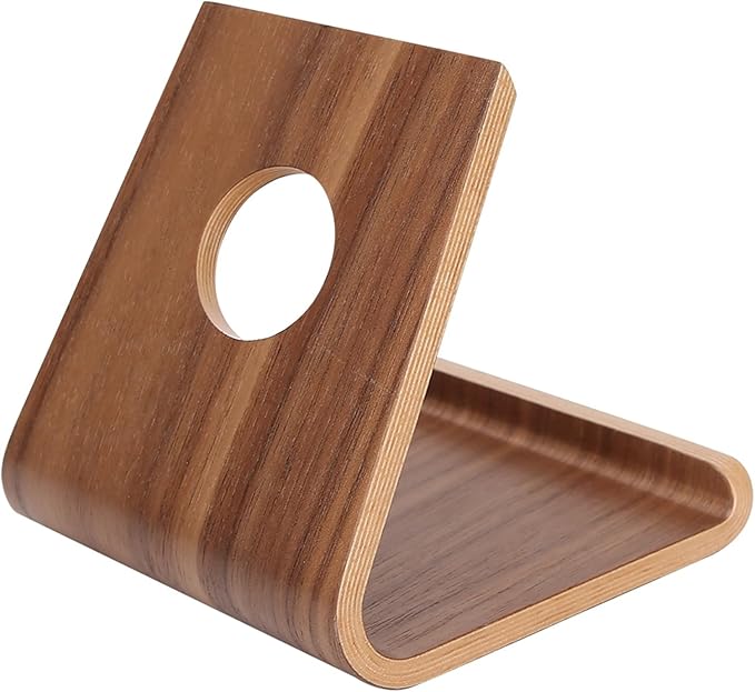 Wooden Cell Phone Stand, Cell Phone Holder Tablet Stand, Non Slip Stable Desktop Phone Stand for Tablet PCs, Artwork, Phone