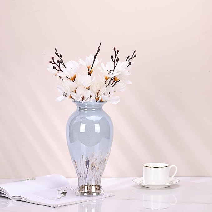 Blown Glass vase, Unique Glass vase, Colorful Bottle Decorative vase for Home Living Room Dining Table re Office Wedding entryway Desktop Decorative Flower vase. (B-W)