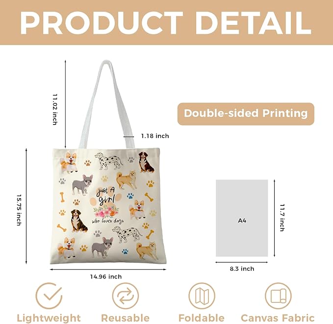 Cute Aesthetic Canvas Tote Bag for Women, Reusable Foldable Shopping Cotton Shoulder Totebag with Zipper Pocket