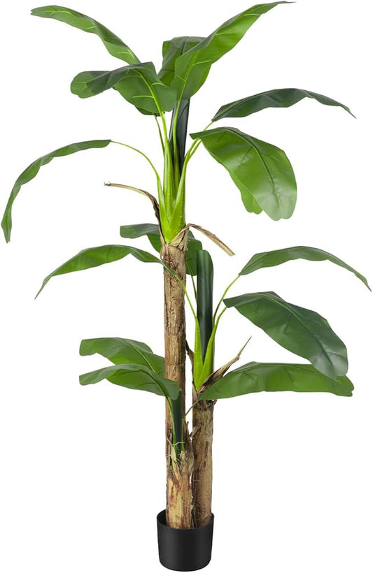 Artificial Banana Tree Faux Tall Plant Fake Banana Leaf Plant Faux Banana Silk Tree Faux Banana Leaves for Home Swimming Pool Indoor Outdoor Patio Tropical Decor
