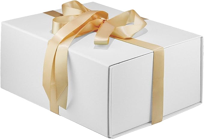 MOYEUPAC White Gift Box,9" X 7" X 4" with Lids for Presents Magnetic Closure Gift Packaging for Christmas, Halloween, Birthday and Various Holidays (White)