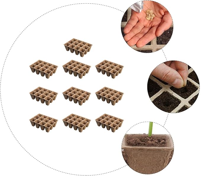 10pcs Biodegradable Paper Plant Nursery Pots Multi-Cell Seedling Trays for Gardening Herb Growing Containers Safe Planting Cups