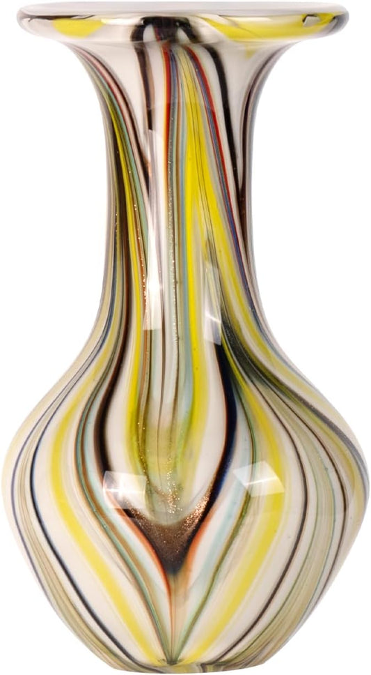KAMMAK Colored Glass Vase, Beautiful Hand Blown Decorative Vase, Modern Art Vase for Flower Mantle Dining Table Centerpiece, Entryway Living Room Wedding Decoration, FH015