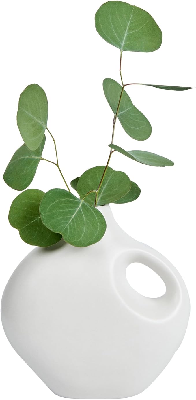 Restaurantware-Table Art Flower Vase, 1 Jug Vase - Minimalist Style, for Fresh Or Artificial Flowers, Black Ceramic Piece for Home Decor, Kitchen, Home, Living Room, Office, and More