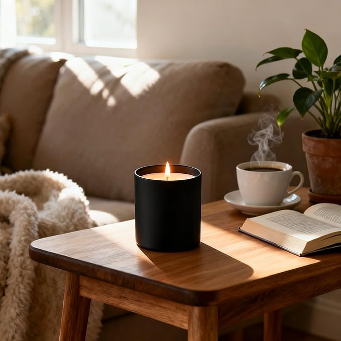 30 Pack Glass Candle Jars-10oz Black Empty Candle Jars with Bamboo Lids, Bulk Candle Jars for Making Candles Containers - Dishwasher Safe