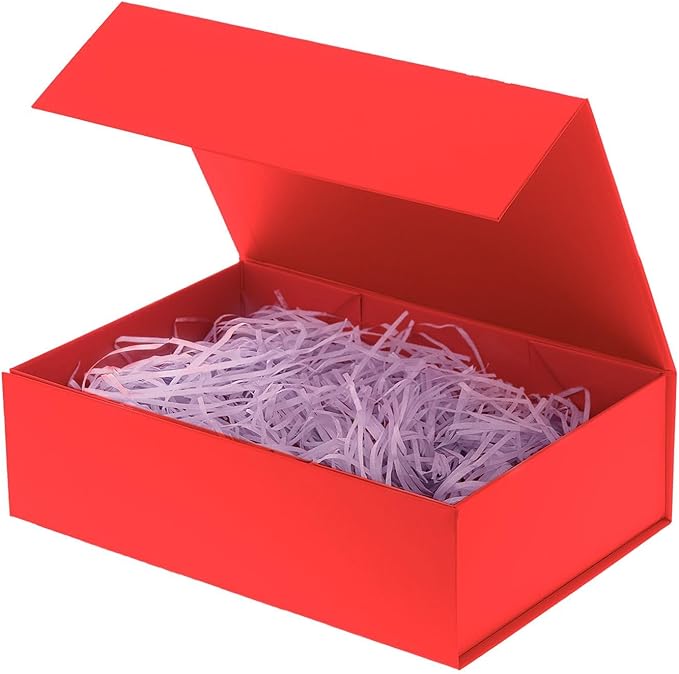 Rsgift Red Gift Box, 11x7.8x3.5 Inches, Magnetic Closure, for Birthday, Wedding, Father's Day, Graduation, Christmas, Thanksgiving