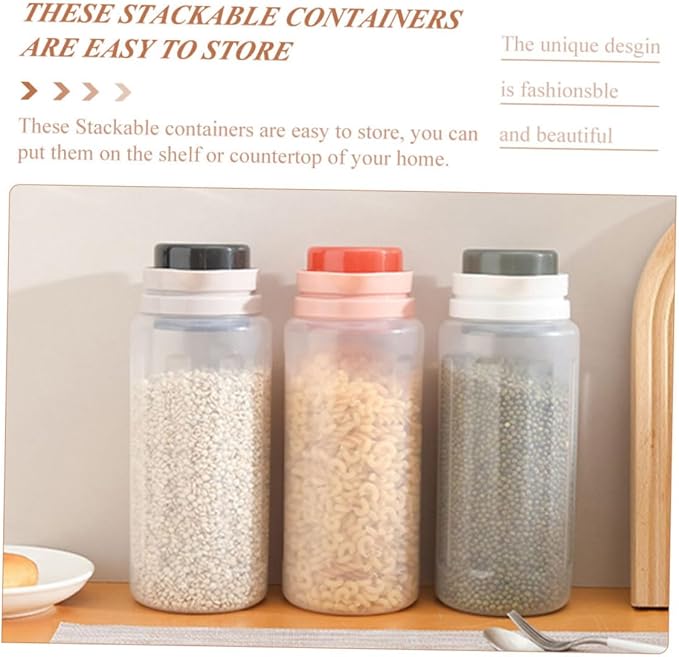 2Pcs Airtight Food Storage Containers with Threaded Seal Transparent Pantry Organizers for Sugar Rice Cereal Snacks Kitchen Canisters for Freshness and Space Saving