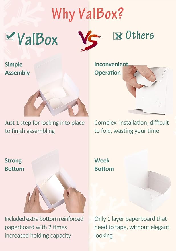 ValBox 8x8x4 Inches Gift Boxes 12 PCS White Paper Gift Boxes with Lids for Gifts, Wedding Present, Bridesmaid Proposal Box, Birthday Party Favor, Easy Assemble Box with 66ft Twine