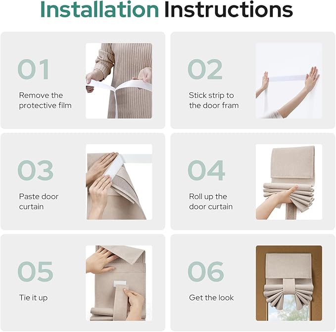 HOMEIDEAS Classroom 100% Linen Blackout French Door Curtains, Classroom Door Window Cover, Privacy Shades Thermal Insulated Small Window Covering, 1 Panel, W8 X L36 Inch, Natural