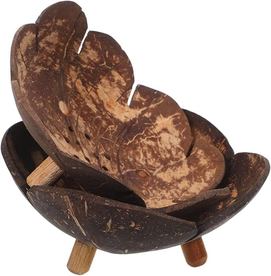 BESTYASH Natural Coconut Shell Bowl Set 2 Pieces Smooth Candy Snack Bowls for Serving Nuts Soap Key Storage Home Decor 5.12 Inch