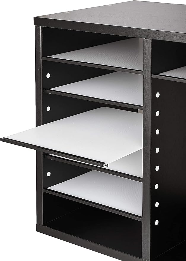 AdirOffice Wooden Adjustable Literature Organizer, 12 Compartment Office Mailbox, or Classroom Literature Organizer, Black