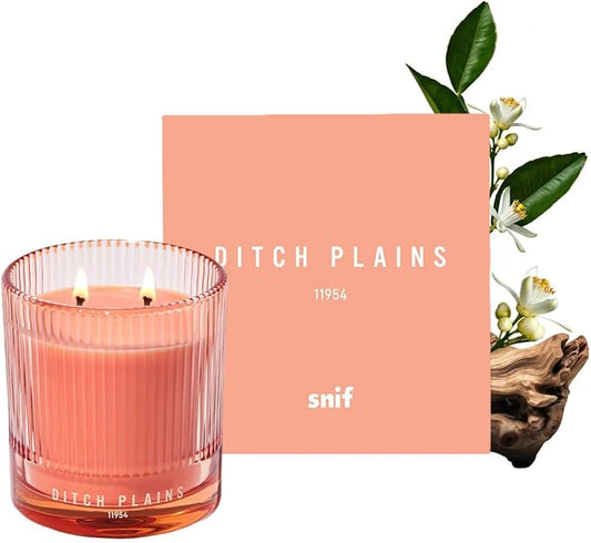 Ditch Plains Scented Candle by Snif, Neroli and Cedarwood, 50+ Hours, 100% Cotton Fiber Wicks, Soy Wax Blend, Non-Toxic, Vegan, 8.5 oz